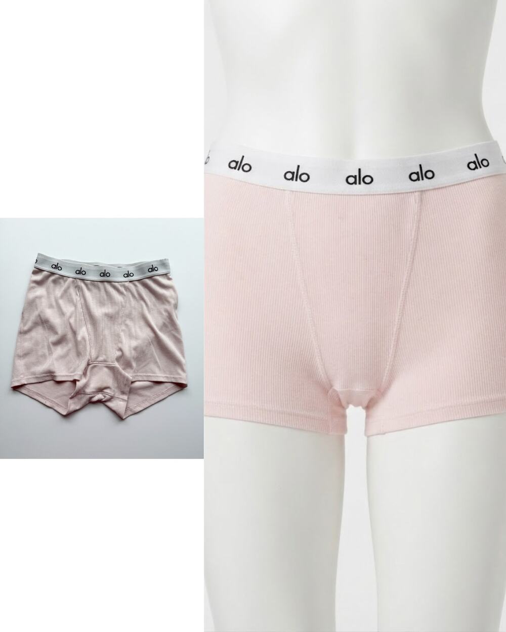 Alo Yoga Pink Ribbed Boxer Brief XS